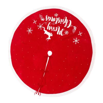 China Fabric Christmas Tree Skirt | Red Christmas decoration fur ball tree skirt tree canvas background dress apron atmosphere layout for sale