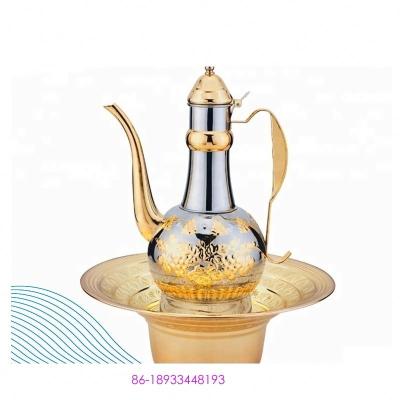 China Traditional Hot Sale Muslim Ceremony Hand Wash Pot Set Stainless Steel Hand Sink With Water Kettle for sale