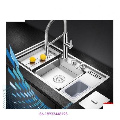 China Without Sus304 Faucet Kitchen Sink Bin Handmade Universal Fine Brushed With Drainer And Faucet Maker 8848L for sale