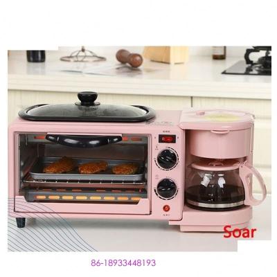 China Hotel Multi Function 3 in 1 Mini Breakfast Maker Machine with Toast Oven Coffee Pot Baking Tray for sale