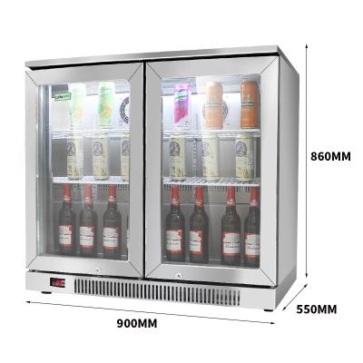 China Customizable Two Door Bar Display Fridge Freezer / KTV Counter 230L Beer Cooler. for sale