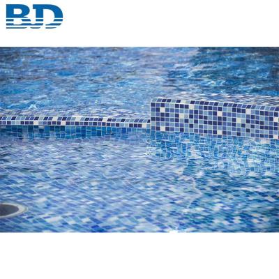 China Parquet Mix Blues Square 4mm Thickness Glass Mosaic Slab Swimming Pool for sale