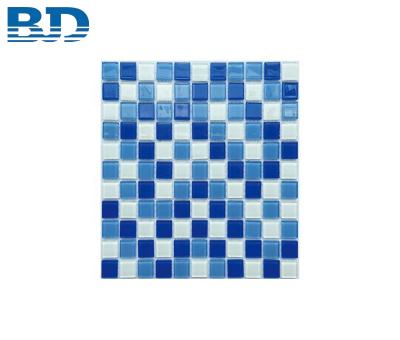 China Cheap Parquet 4mm Thickness Swimming Pool Glass Mosaic Slab for sale