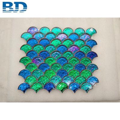 China New Design Flooring Matt Finish Fish Scale China Glass Mosaic Slab for sale