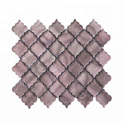 China Rose Gold Foil Backed Glass Arabesque Mosaic Tile Lantern Traditional Antique Mosaic Tile for sale