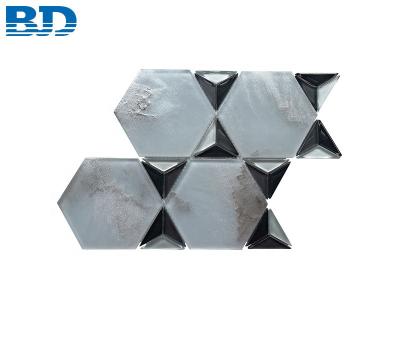 China New Pattern Modern Bath Wall Hexagon Glass Mosaic Tiles for sale