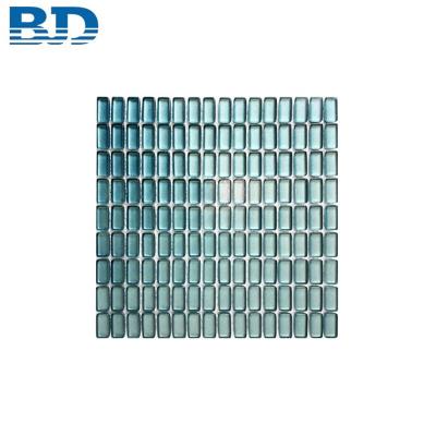 China Indoor Parquet Space Bath Honed Glass Mosaic Slab for sale