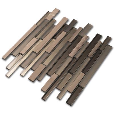 China Glazed Metallic Tiles China Manufacturer Wall Tiles Random Interlocking Cheap Types Of Brown Marble Indoor Metallic Stone And Glass Mosaic Tile for sale