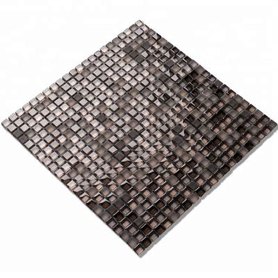 China Mini parquet square mosaic slabs crystal waterjet glass sheet for wall luxury mirror mosaic slab for sale