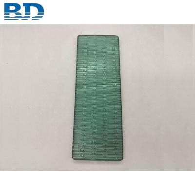 China Modern Back Colored Blackish Green Custom Textured Glass Tile for sale