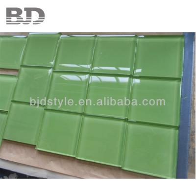 China Interior Straight Edge Dark Green Gloss Glass Tile 4x4 Crystal Clear Glass Mosaic (CG1) for sale