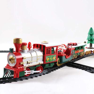 China Rain Toy Lights and Sound Christmas Toy Train Set of Railroad Track Kits for Christmas Kids Toys for sale