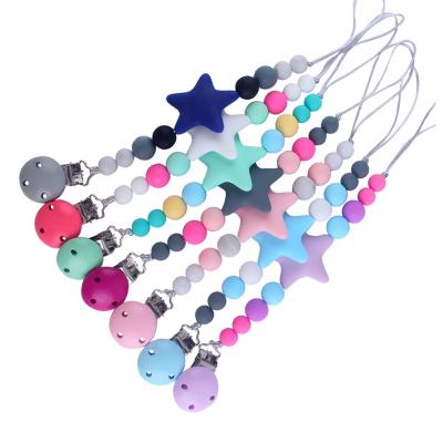 China Safe Hot Selling Silicone Beads Baby Pacifier Silicone Collar Holder Wholesale for sale