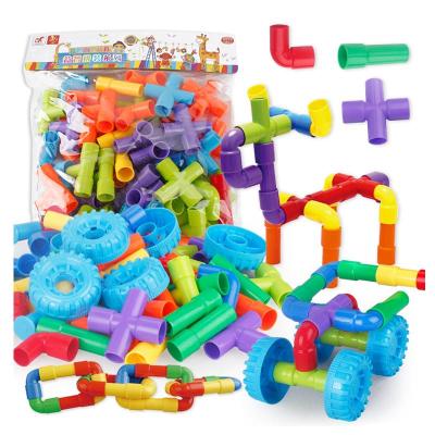 China Fuuny Kids DIY Block Games Building Block Plastic Pipe Toys Mini Bricks Toy Educational Blocks for sale