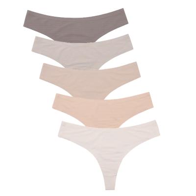 China Young Girls Antibacterial Traceless Ribbed Laser Cut Invisible Women Panties Stretch Seamless Tangas Thong String Panties for sale