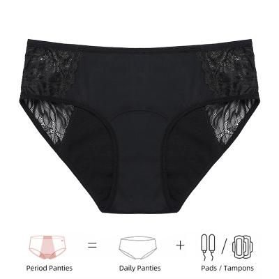 China Antibacterial Custom Sew Period Underwear Leakproof Panties Lace Up High Absorption Menstrual Period Panties For Women for sale