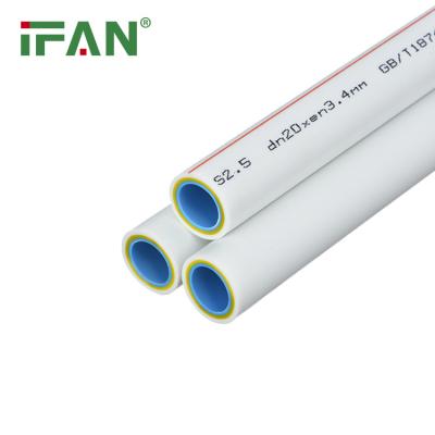 China Anti-corrosion IFAN PPR Tube 20-125mm Health Hygiene Glass Fiber PN20/PN25 White Plastic PPR Pipe for sale