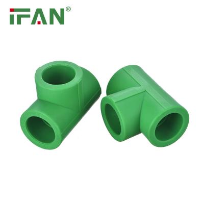 China Water Pipe System IFAN OEM High Pressure Green Color 20-110mm PPR Equal Tee PPR Water Pipe Fittings for sale