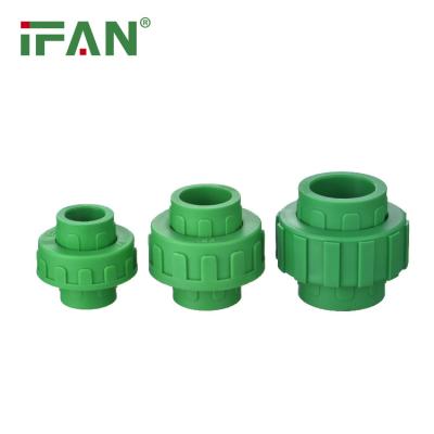 China Anti-corrosion IFAN Custom OEM 20-63mm PN25 Green Color PPR Union Plastic PPR Pipe Fitting for sale