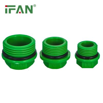 China Anti-corrosion IFAN Free Sample Green White Color PPR Pipe And Fitting 20-32mm Male Thread Plug PPR Fittings for sale