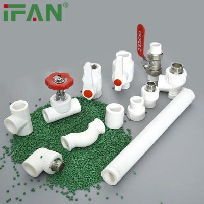 China Anti-corrosion IFAN White Color Full Styles PN25 PPR Fitting Elbow Tee Cap 20-110mm Pipe PPR Fittings for sale