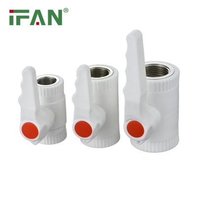 China General IFAN White Color Thread PPR Ball Valve 20-32mm Brass Core Long Handle PPR Ball Valve for sale