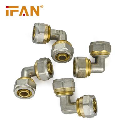 China Anti-corrosion IFAN Brass Compression Fittings Brass 20-32mm Equal Elbow Brass PEX Pipe Fittings for sale