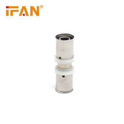 China Anti-corrosion IFAN White PEX Brass Press Fittings Socket 16-32mm Coupling PEX Press Fittings for sale