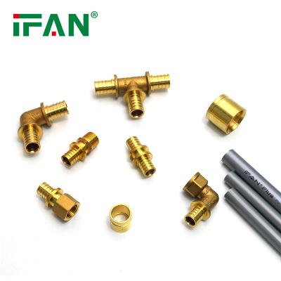 China Anti-corrosion IFAN PEX Pipe Fittings 20-32mm Thread Tee Elbow Socket PEX Brass Slide Fittings for sale