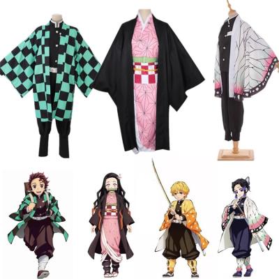 China Promotion Christmas Gift Kamado Tanjirou Nezuko Kimetsu No Yaiba Kochou Shinobu Women Anime Demon Slayer Cosplay Costume Kimono Set Halloween for sale