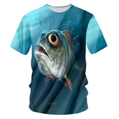 China Anti-wrinkle 3d Fishing Pattern Printed Custom Clothing T-shirt Men's Oversize MOQ=1 Women's T-shirt for sale