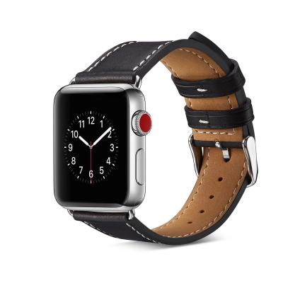 China Real Rubber Leather Strap For Apple Watch Series 1 2 3 4 5 6 , iWatch Brown Black Leadther Bands For T500 T600 HW22 W26 Smart Watch for sale