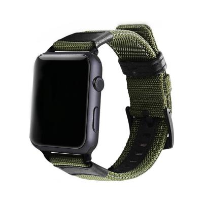 China Jeep Lines Amy Military Green Nylon Rubber Leather Canvas Troops Style Manly Watch Strap For Apple Watch Series 1 SE 2 3 4 5 6 for sale