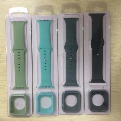 China Rubber 2 in 1 Candy Color Style Soft Silicone Watch Protector and Silicone Watch Strap For Apple Watch All Series 38mm 40mm 42mm 44mm for sale