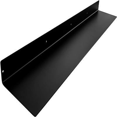 China Heavy Duty Storage Powder Coated Matte Black Metal Wall Mounted Modern Linear Floating Shelf for sale