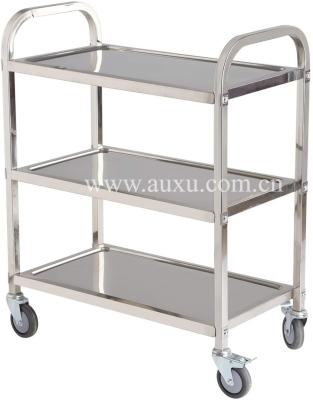 China 3 Shelves Stainless Steel Easy Mobile Multifunction Cart With Locking Wheels Housekeeping Service Trolley for sale