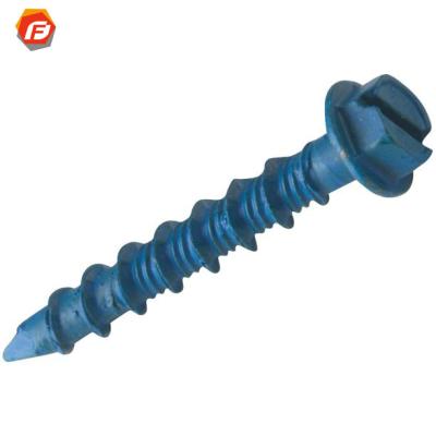 China Pan Blue Tapcon 1/4 Inch Hex Head Slotted Tapcon Concrete Screw for sale