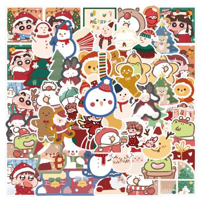 China Waterproof+Eco-friendly 60pcs Christmas Waterproof Vinyl Die Cut Decorative Stickers For Car Motorcycle Bicycle Luggage Sticker for sale