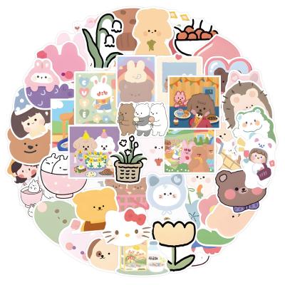 China 50pcs High Quality Waterproof+Eco-friendly Cartoon Animal Design DIY Die Cut Self Adhesive Paper Sticker For Kids for sale