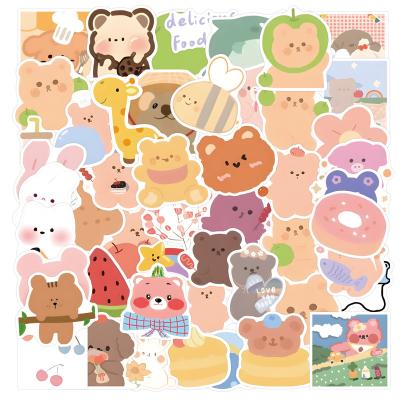 China 50pcs High Quality Waterproof+Eco-friendly Cartoon Animal Design DIY Die Cut Self Adhesive Paper Sticker For Kids for sale