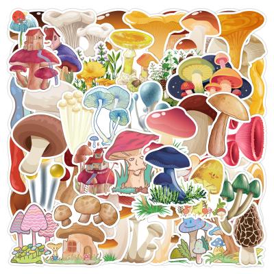 China Waterproof+Eco-friendly 50pcs Waterproof Mushroom Vinyl Die Cut Stickers Decorative For Car Motorcycle Bicycle Luggage Sticker for sale