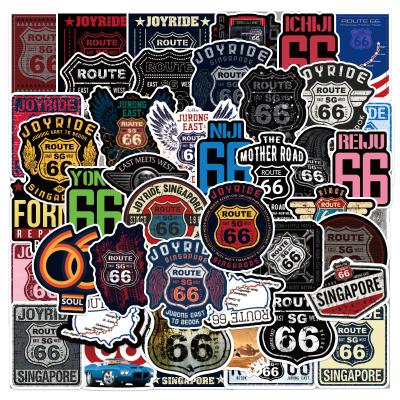 China Moistureproof 50pcs/pack Hot Sale Route 66 Waterproof Graffiti Stickers For Notebook Motorcycle Skateboard Computer Mobile Phone Decal Cartoon Toy for sale