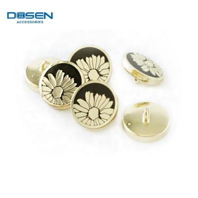 中国 Viable Enamel Fancy Black Floral Flower Paint Gold Clothing Sewing Buttonholes Buttons Sew ON Button For Shirt Jacket 販売のため