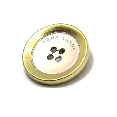 China Dry Cleaning Logo Printing Metal Garment Clothing Custom 4 Holes Buttons Shirt Buttons Gold Alloy Buttons For Suit Blazers Black Suit for sale