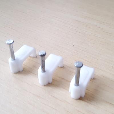 China Square Plastic Organizer Bracket Cable Clamp Plastic Flat Nail Clamp Wall Wire Tie for sale