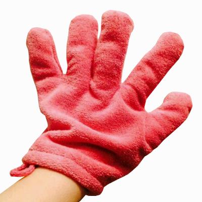 China Hair Drying Glove Hot Sale Coral Velvet Five Fingers Mitt Microfiber Hair Drying Glove Hair Drying Cleaning Glove for sale