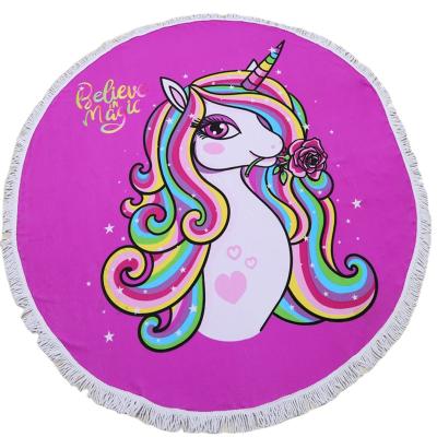 China Custom Quick Printing Round Beach Towel Microfiber Horse Print Compressed Drying Towel Gift Beautiful for sale