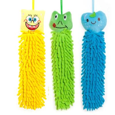 China Wholesale Hot Sale Compressed Colored Cartoon Chenille Microfiber Kid's Hand Towel for sale