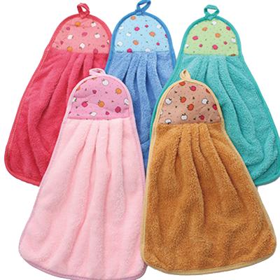 China Compressed Microfiber Hand Towel Dot Printing Hanging Towel In Kitchen For Kid for sale