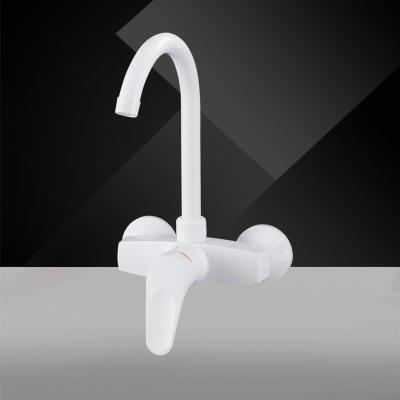 China Modern white plastic faucet ABS color material cold and hot water mixed faucet for sale